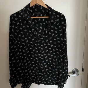 Banana Republic silk blouse sz XL black zebra print